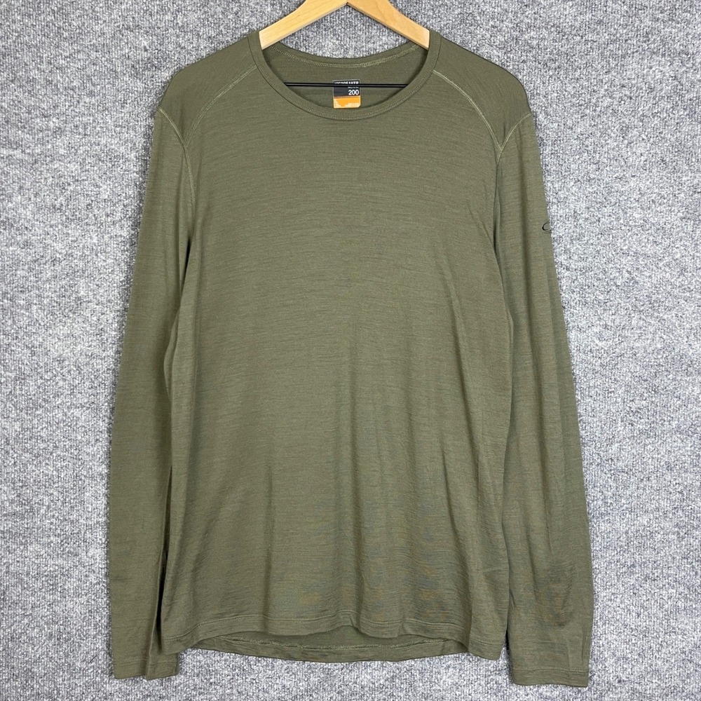 Icebreaker Merino 200 Shirt Mens Large Green Excellent Long Sleeve Base Layer